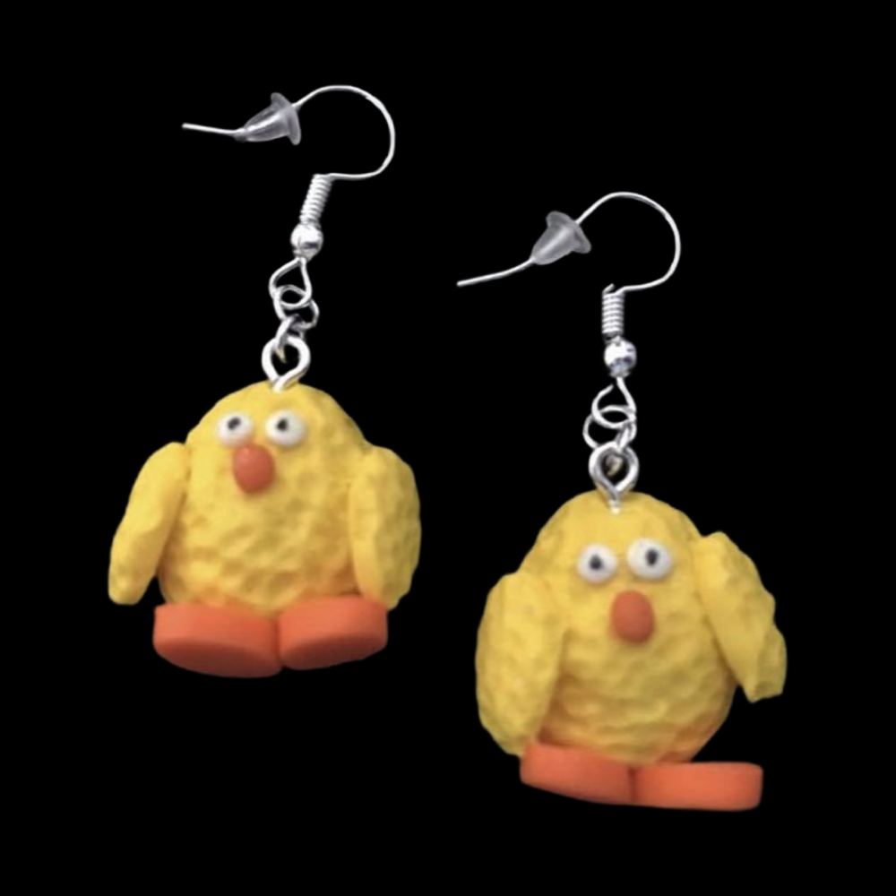 *No.1229 Dark Yellow Fluffy Chick Earrings