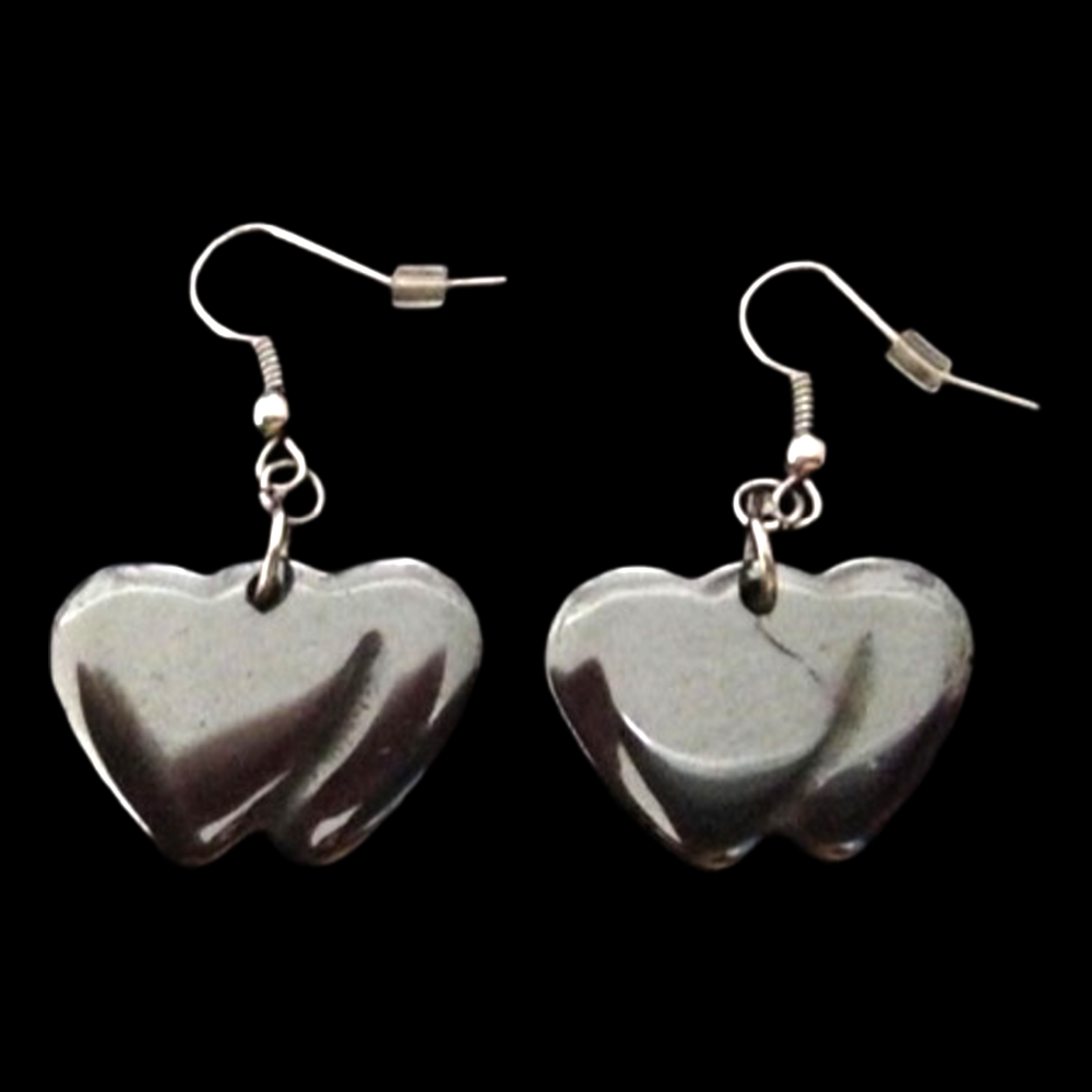 *No.13 Graphite Double Heart Earring