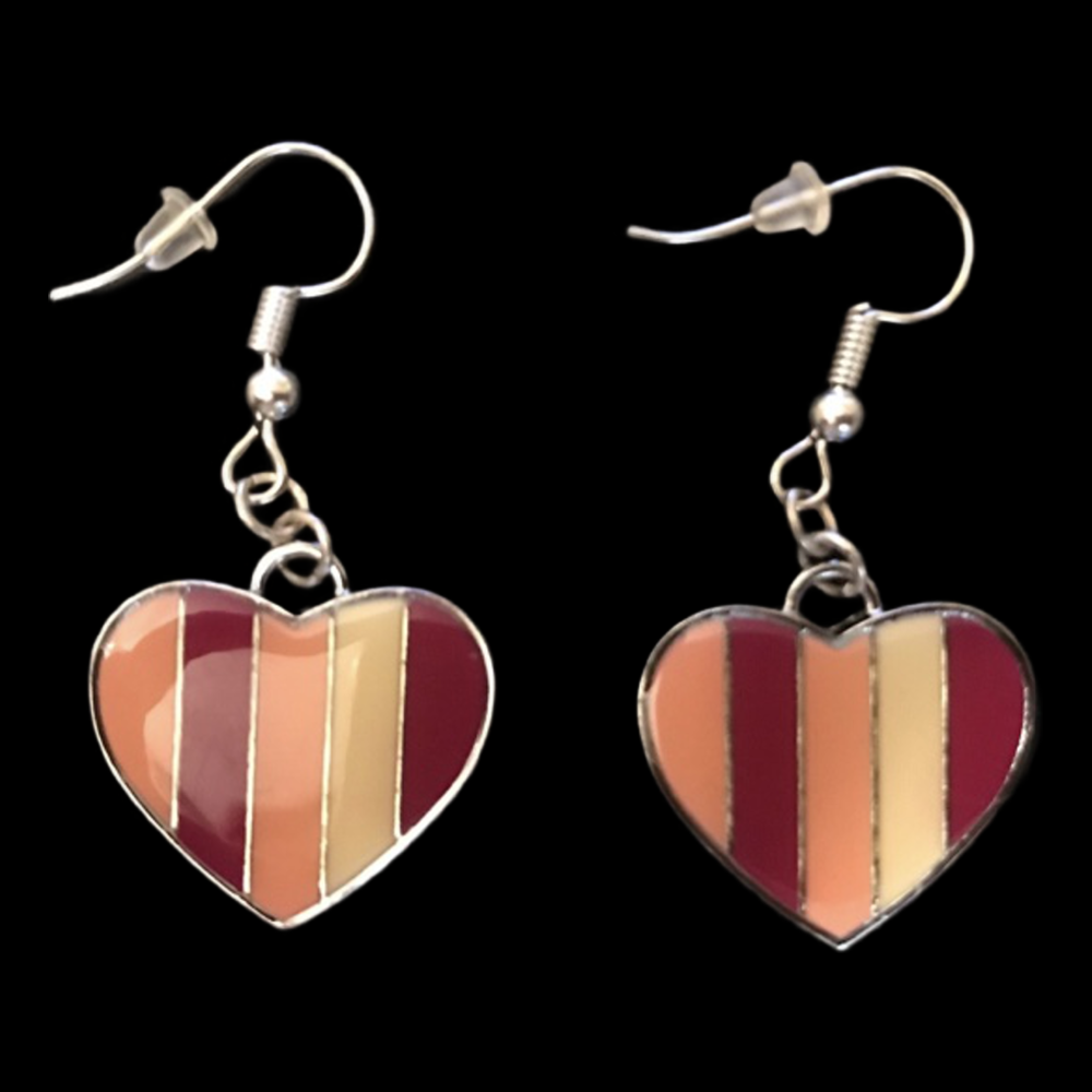 No.304 Striped Heart Earrings