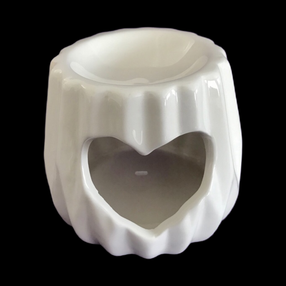 White Heart Tea Light Burner