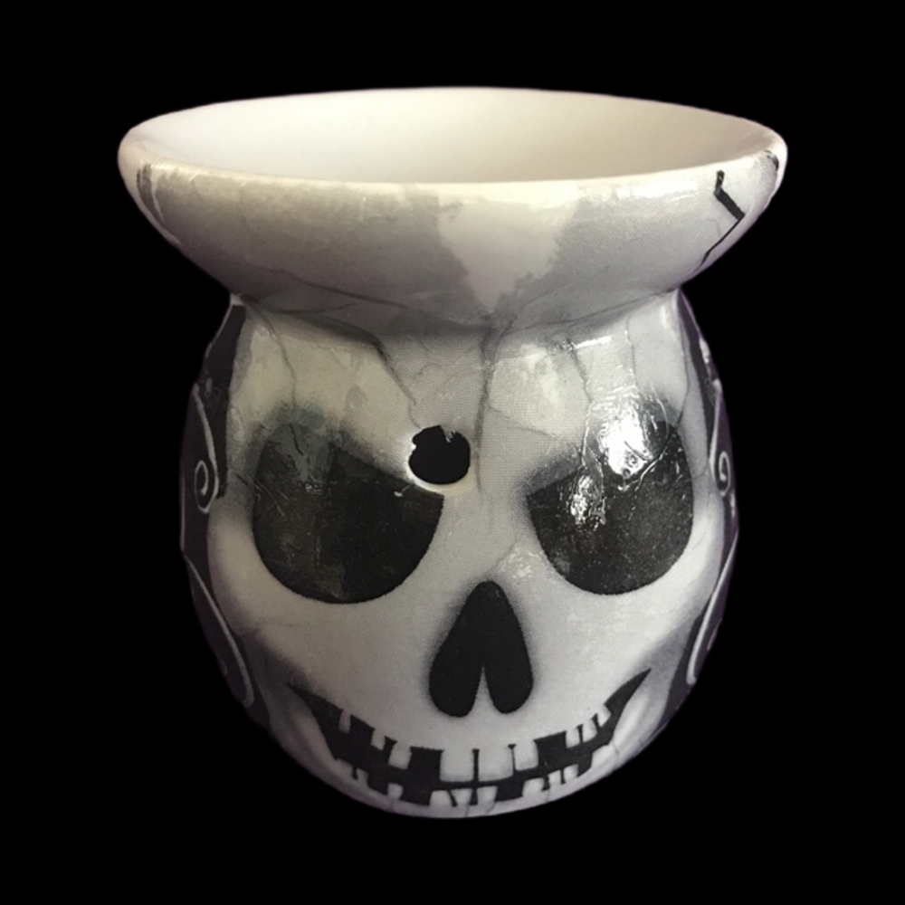 Hand Decorated Smiling Skull Tea Light Burner