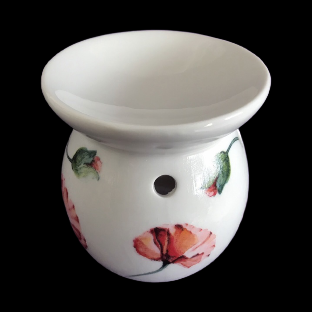 Hand Decorated Poppy Tea Light Burner