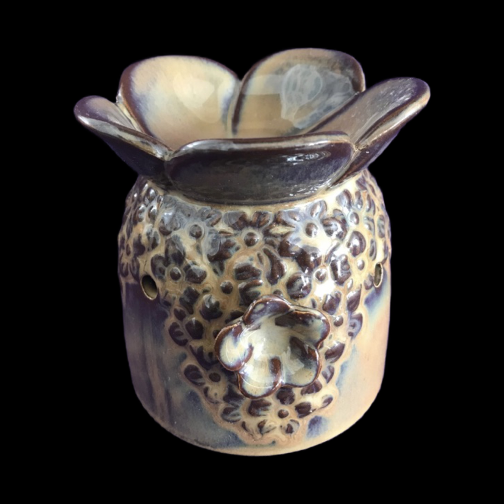 Brown Floral Tea Light Burner