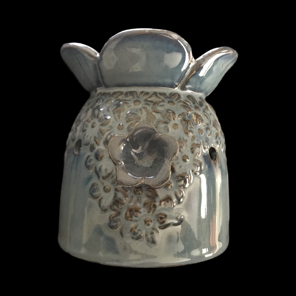 Dark Blue Floral Tea Light Burner