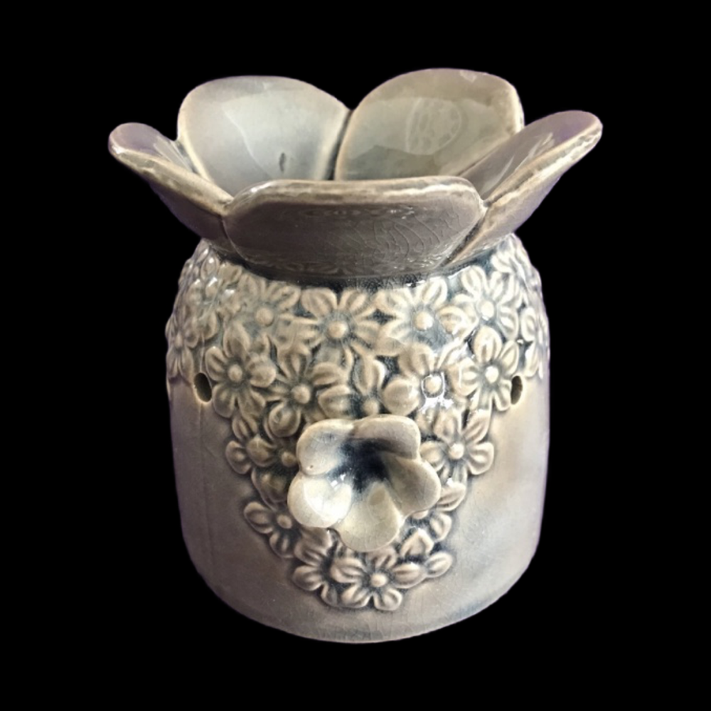 Dark Grey/Brown Floral Tea Light Burner