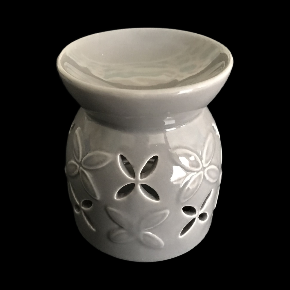 Grey Cut Out Flower Tea Light Burner
