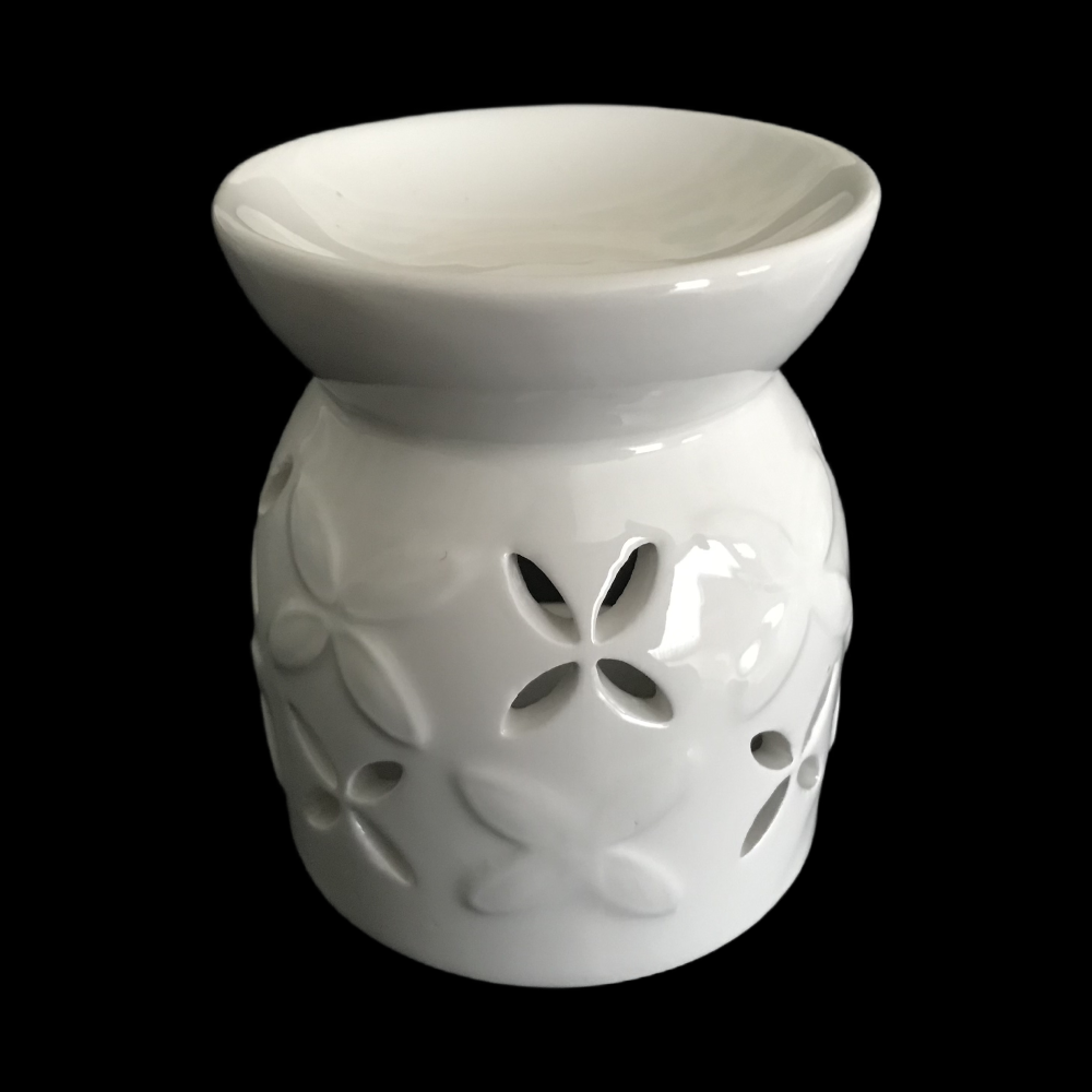 White Cut Out Flower Tea Light Burner