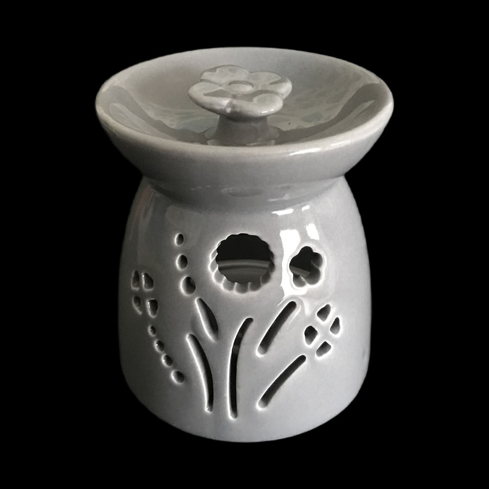 Grey Cut Out Bouquet Tea Light Burner