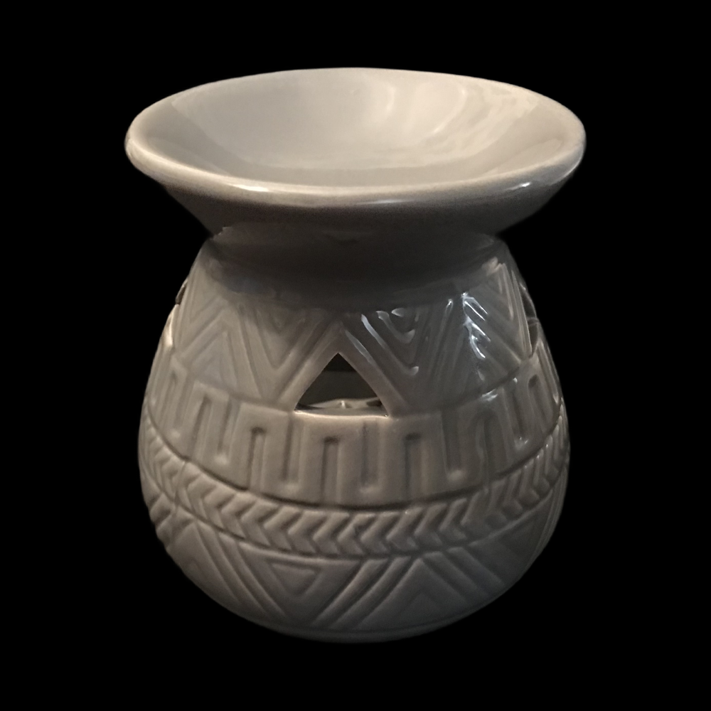 Grey Aztec Patterned Tea Light Burner