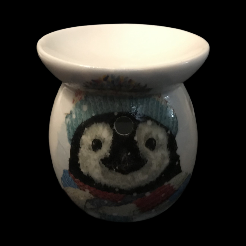 Hand Decorated Penguin Tea Light Burner