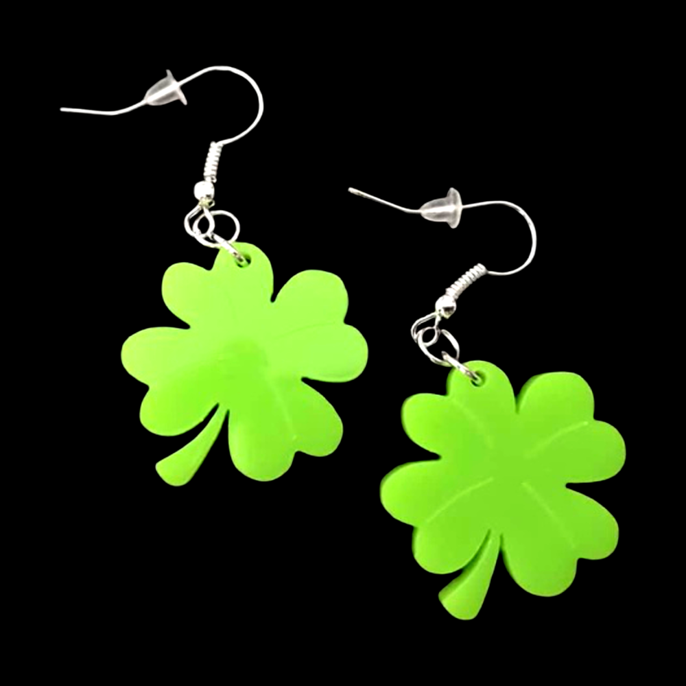 *No.261 Light Green Clover Leaf Earrings