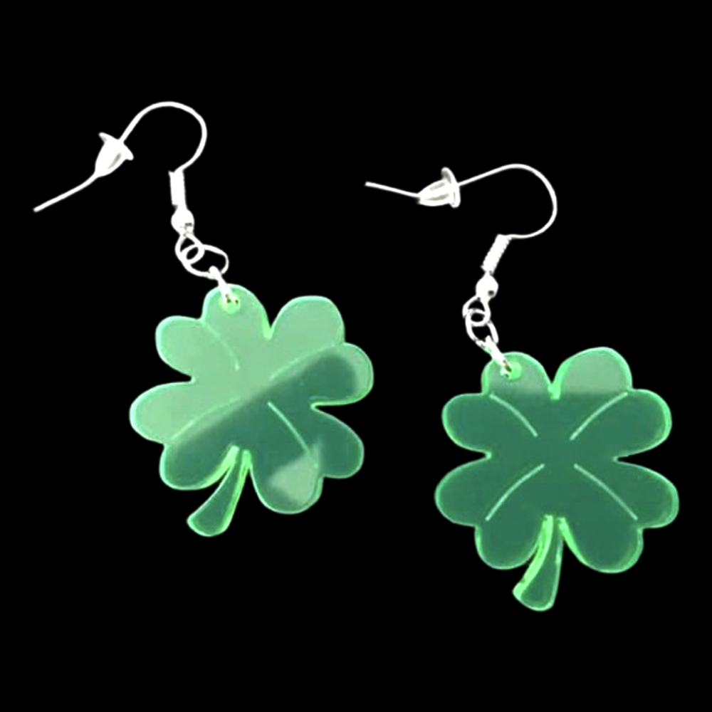 *No.262 Acid Green Clover Leaf Earrings