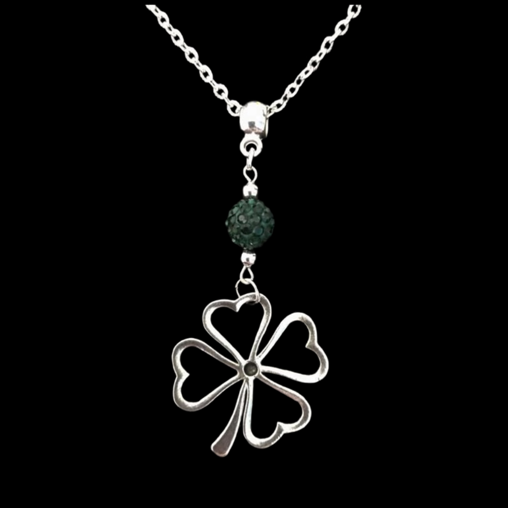 No.6 Dark Green Large Open Cloverleaf Necklace