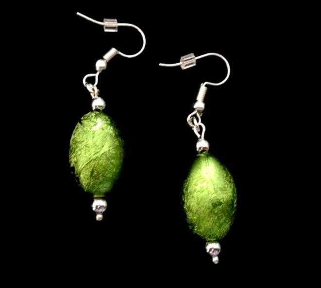 *No.1224 Green Foil Egg Earrings