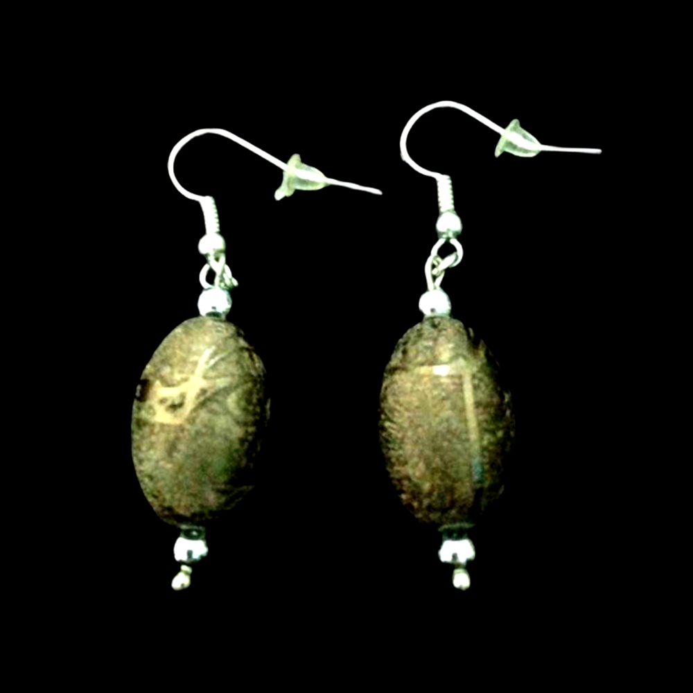 *No.1206 Brown Foil Egg Earrings