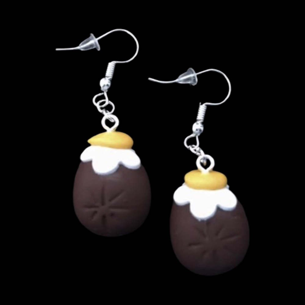 *No.1227 Chocolate and Egg Earrings
