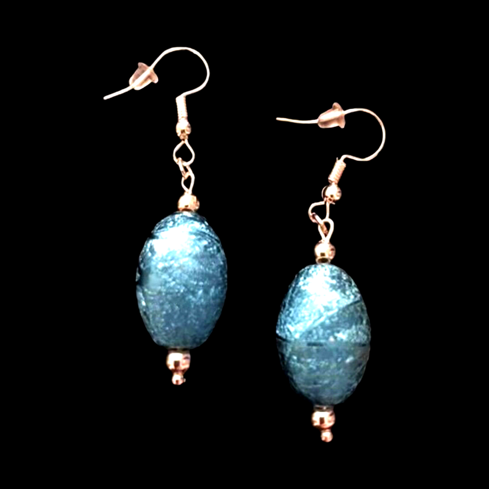 *No.1236 Turquiose Foil Egg Earrings
