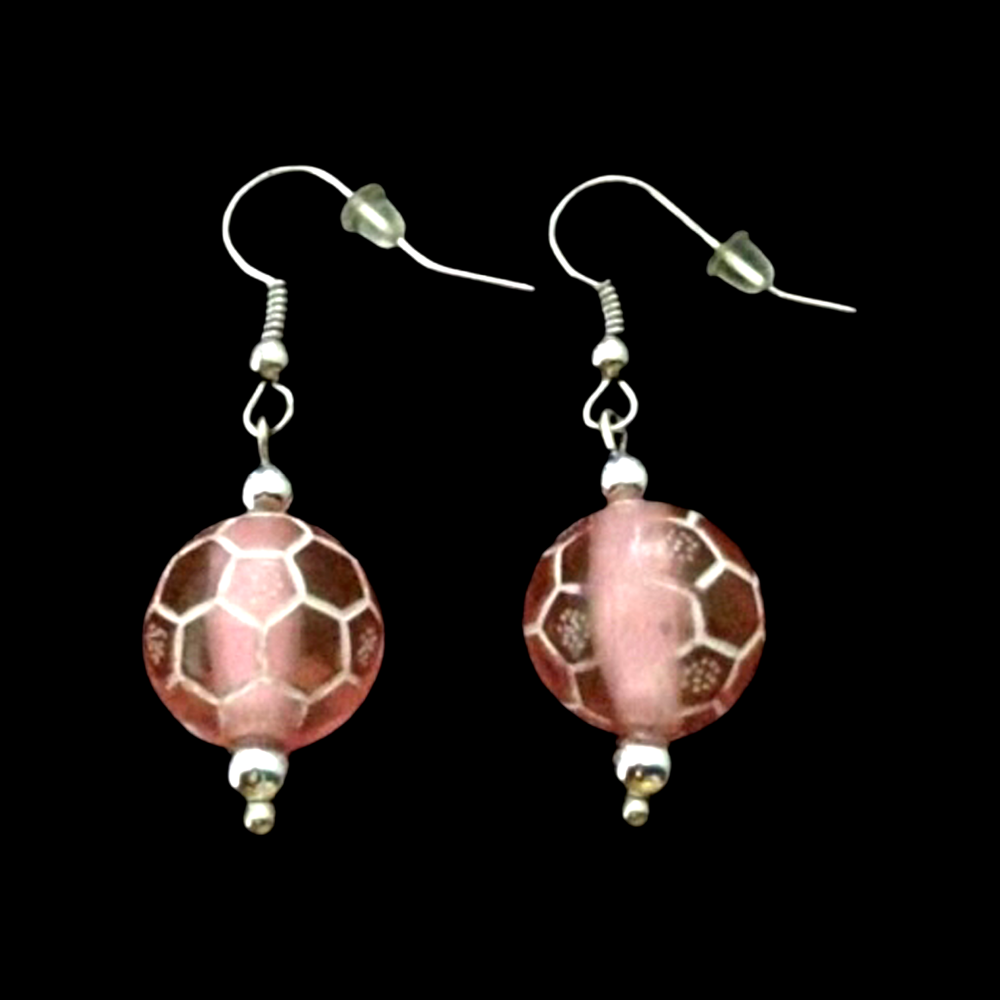 *No.6 Light Pink Football Bead Earrings