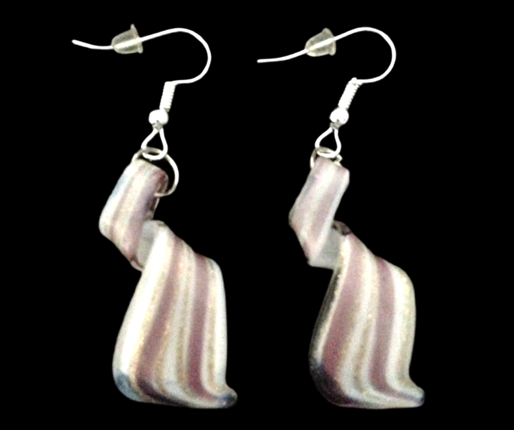 *No.31 Pink and White Swirl Earrings