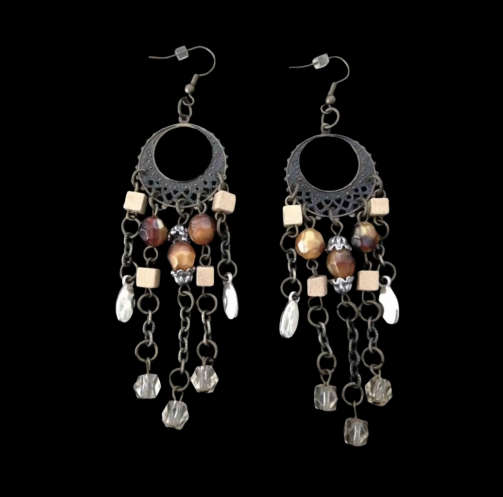 *No.42 Bronze and Bead Earrings