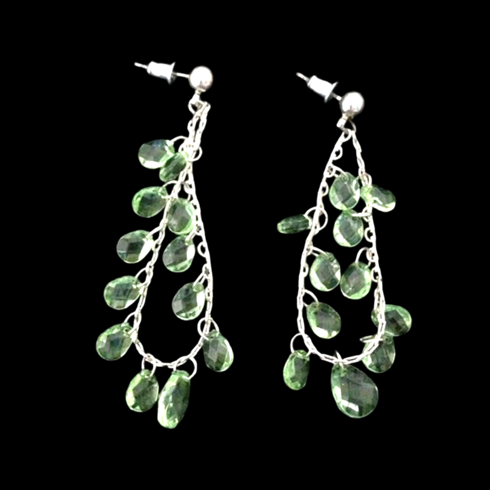 *No.44 Green Looped Chain Stud Earrings