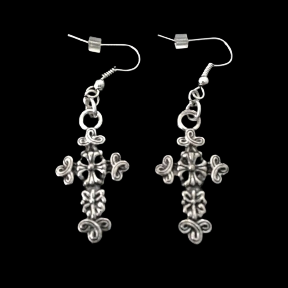 *No.45 Ornate Cross Earrings