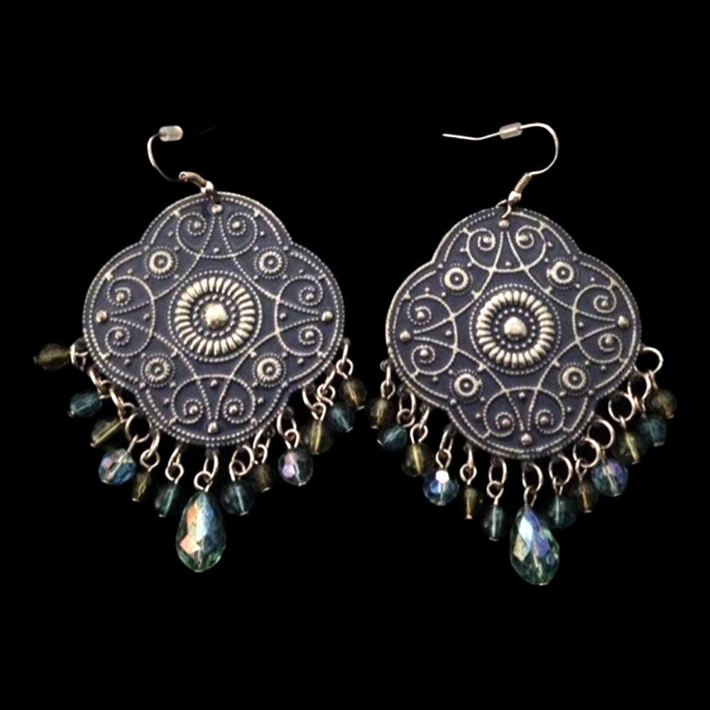 *No.49 Blue and Antique Gold Earrings