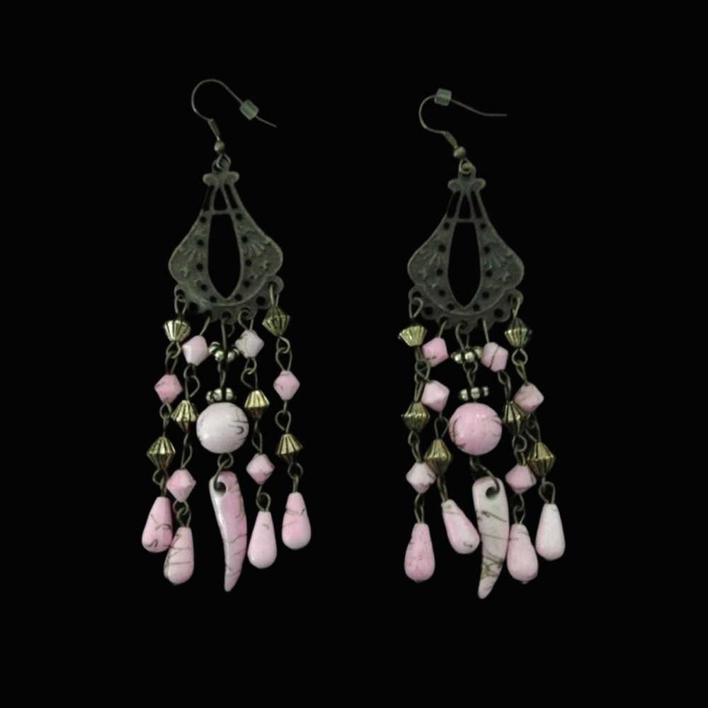 *No.59 Brass and Pink Earrings