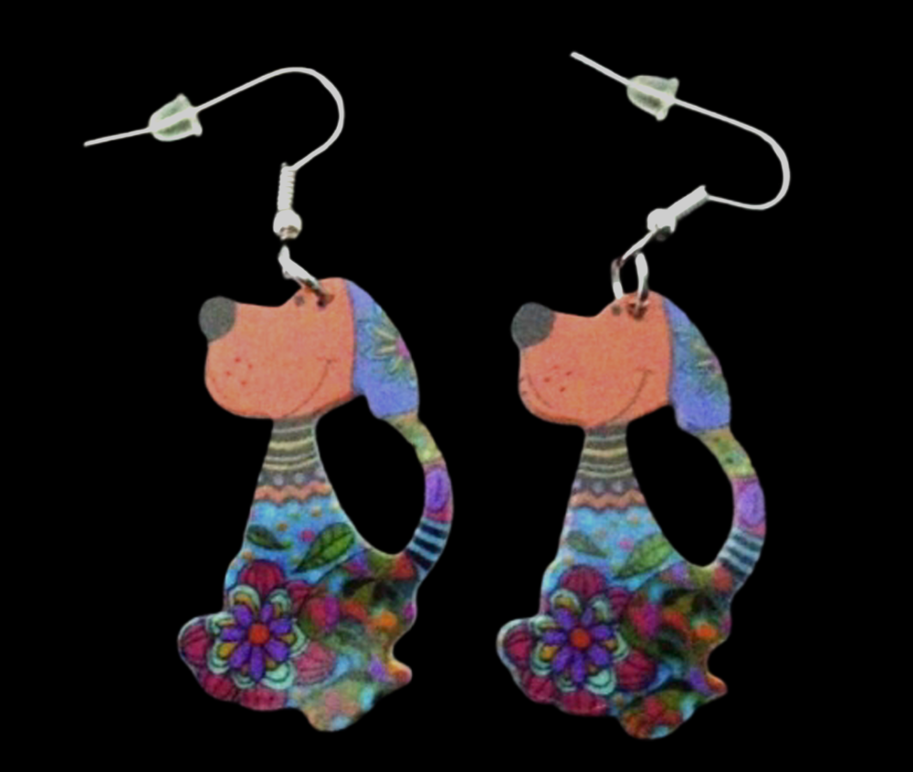 *No.75 Multicoloured Dog Earrings
