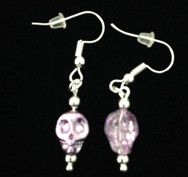 *No.944 Mini Lilac Crystal Skull Earrings