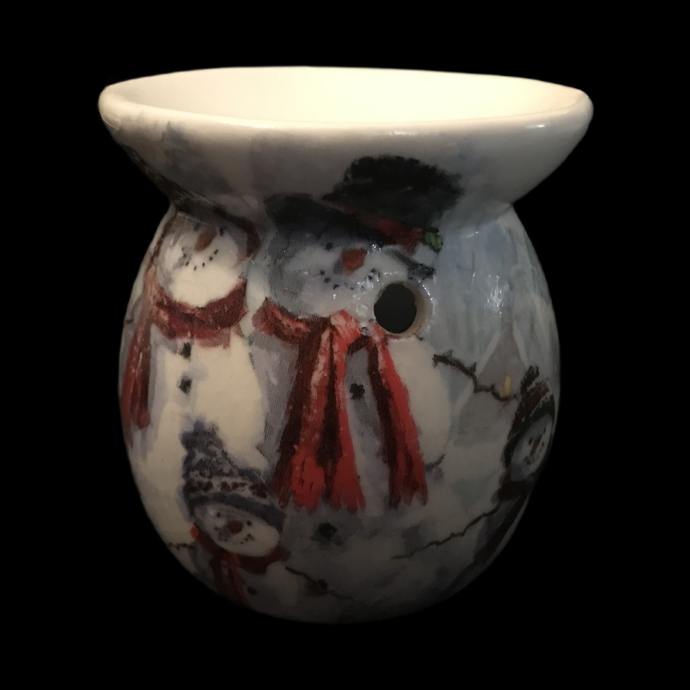 Hand Decorated Snowmen Tea Light Burner