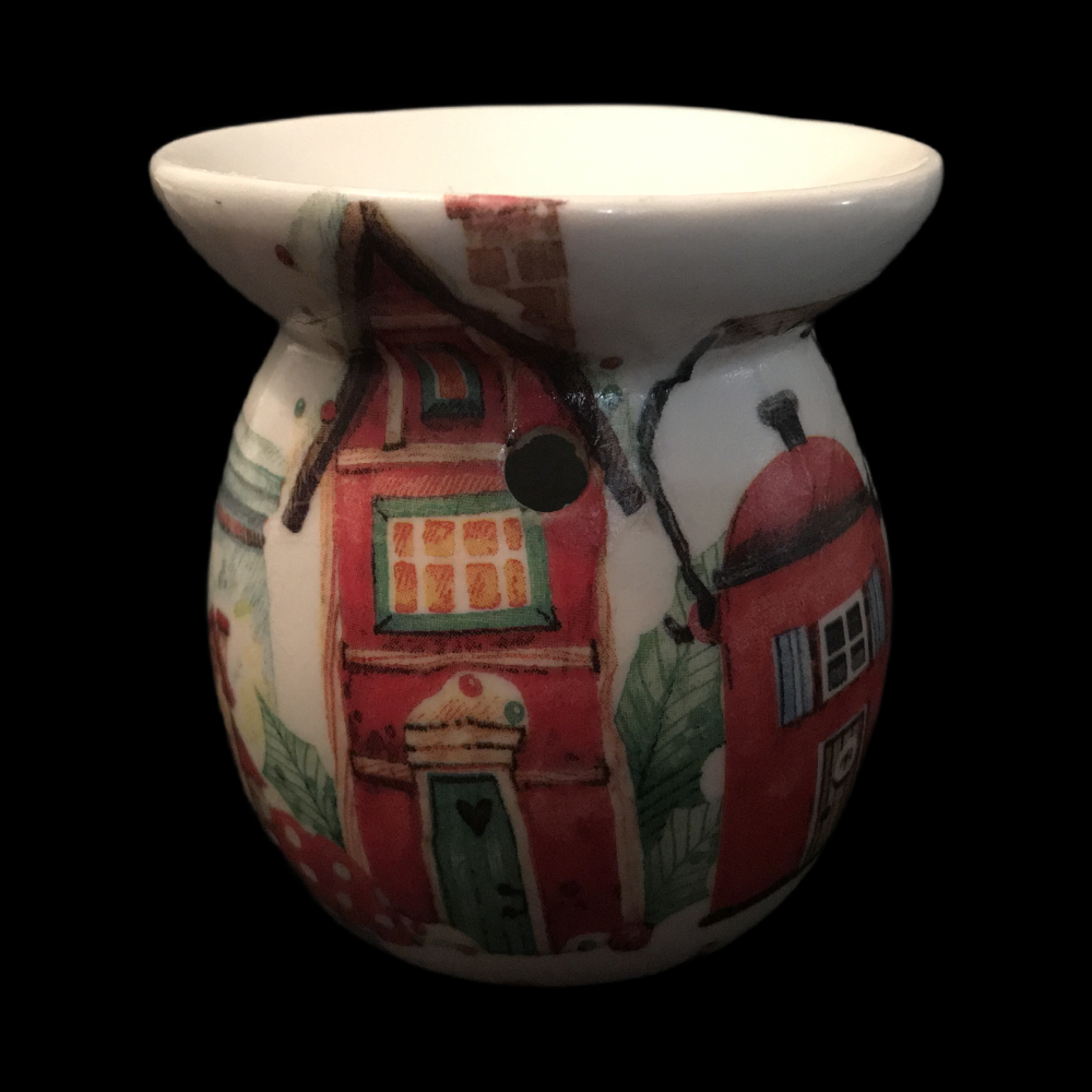 Hand Decorated Christmas Village Tea Light Burner