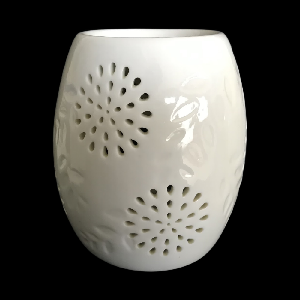 White Cut Out Flower and Leaf Tea Light Burner
