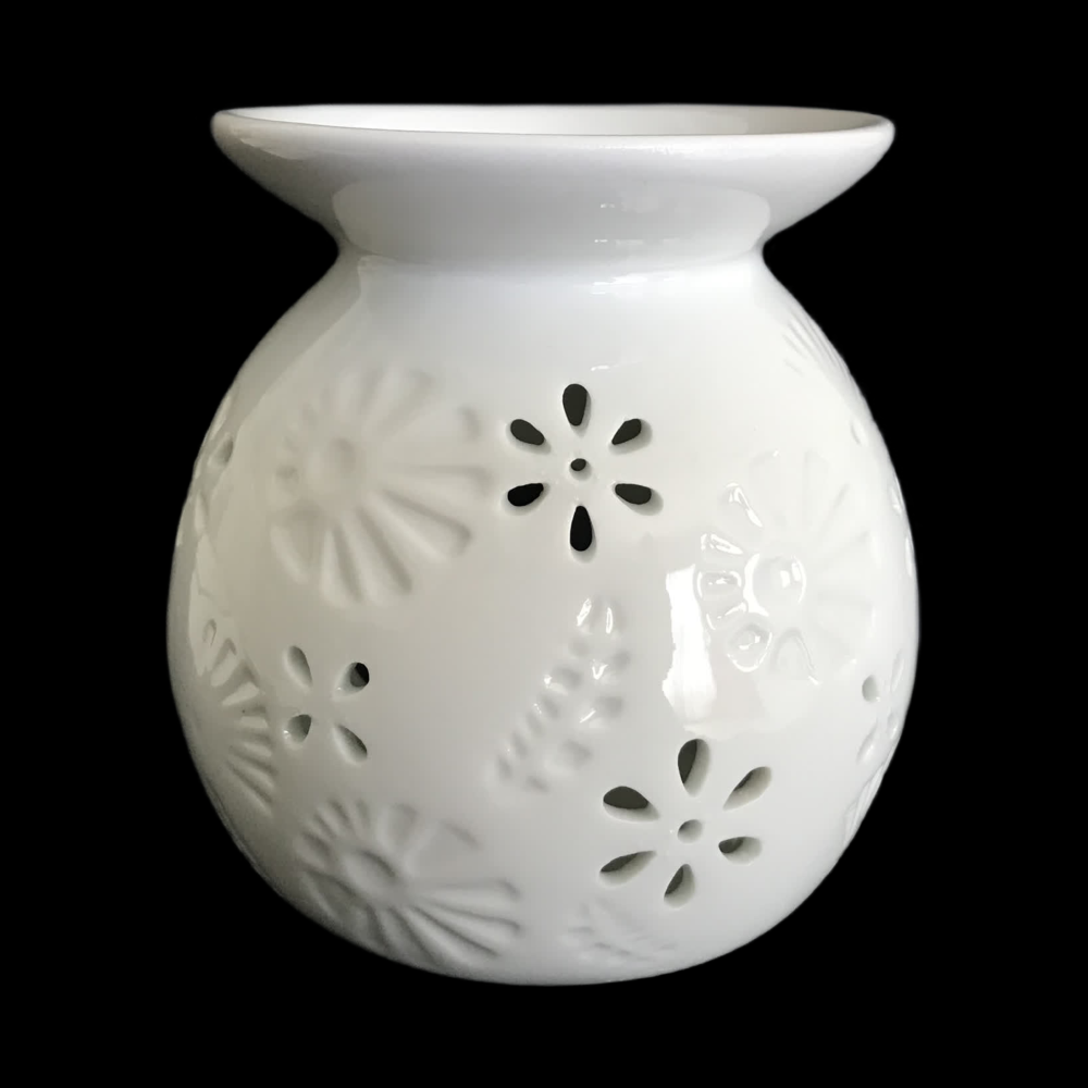 White Cut Out Flower and Leaf Tea Light Burner