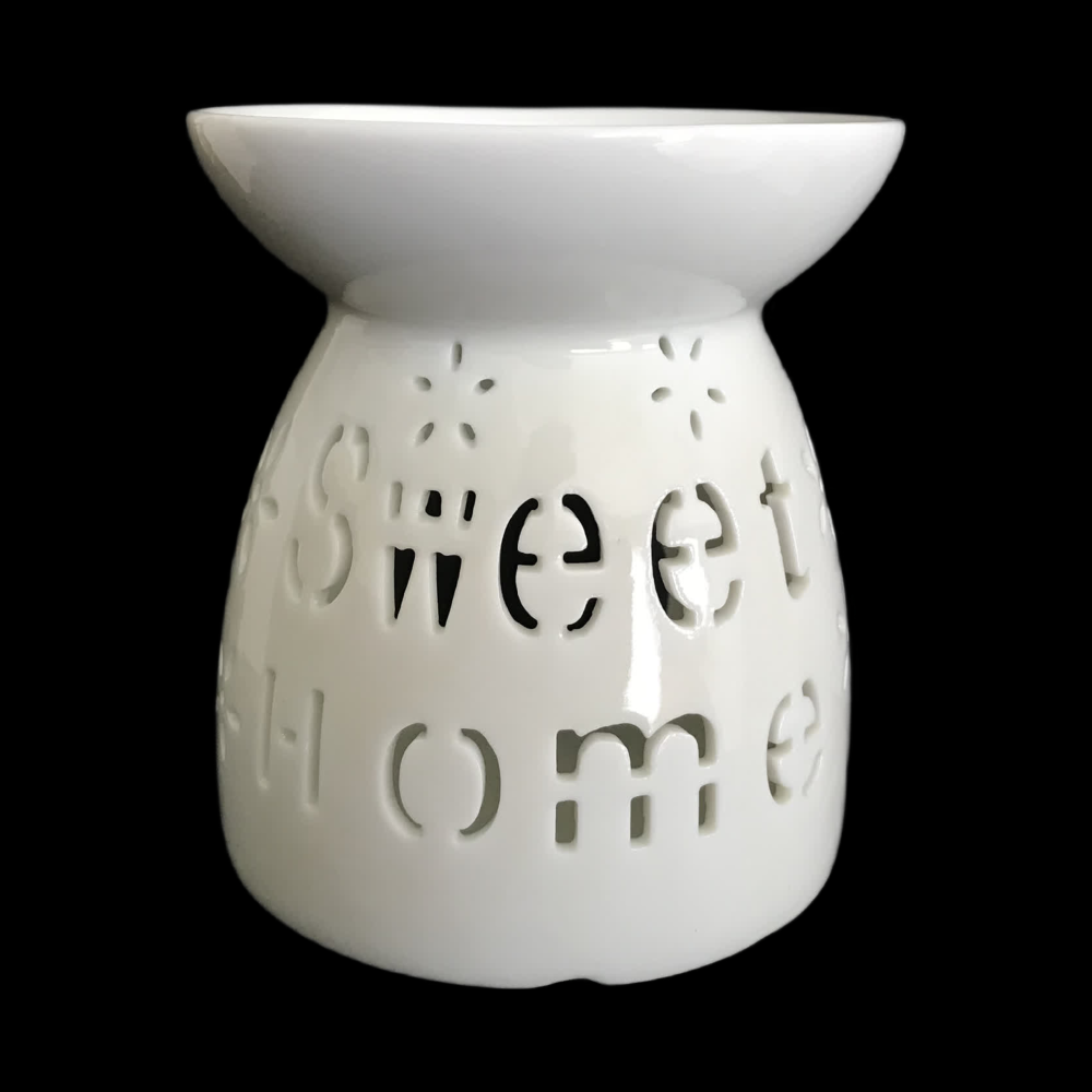 White Sweet Home and Flower Cut Out Tea Light Burner