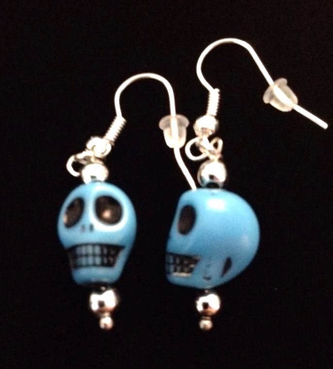 *No.818 Blue Skull Earrings
