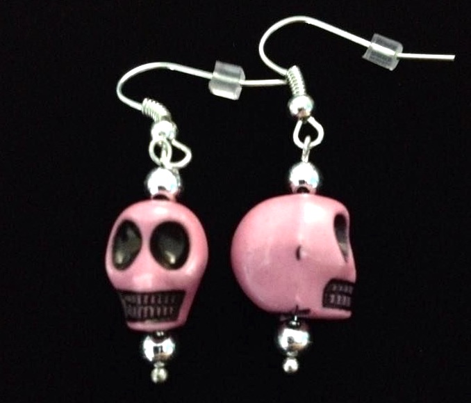 *No.820 Faded Rose Skull Earrings