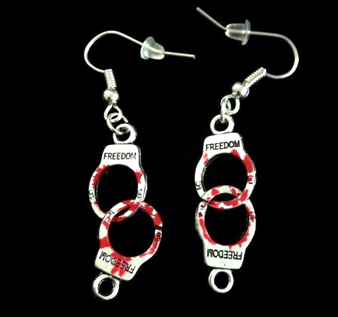 *No.855 Blood Soaked Handcuffs Earrings