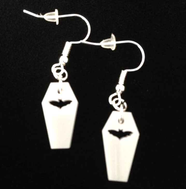 *No.870 Mini Grey Coffin Lid Earrings