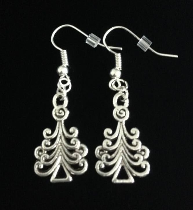 *No.1169 Curly Christmas Tree Earrings