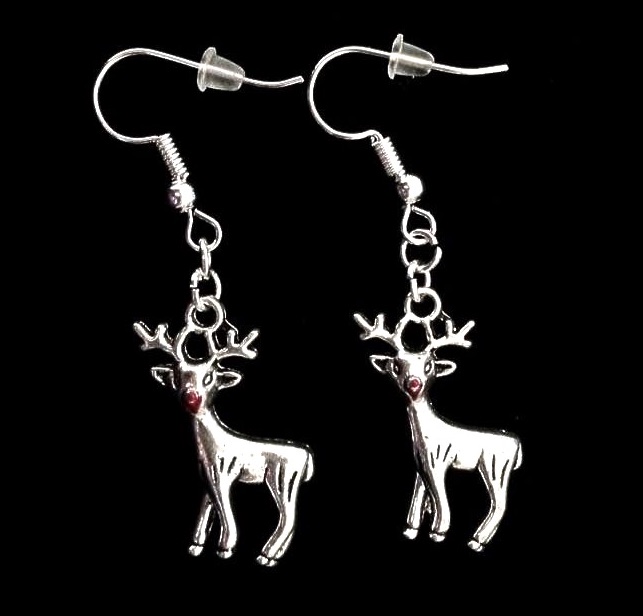 *No.1184 Red Nosed Reindeer Earrings