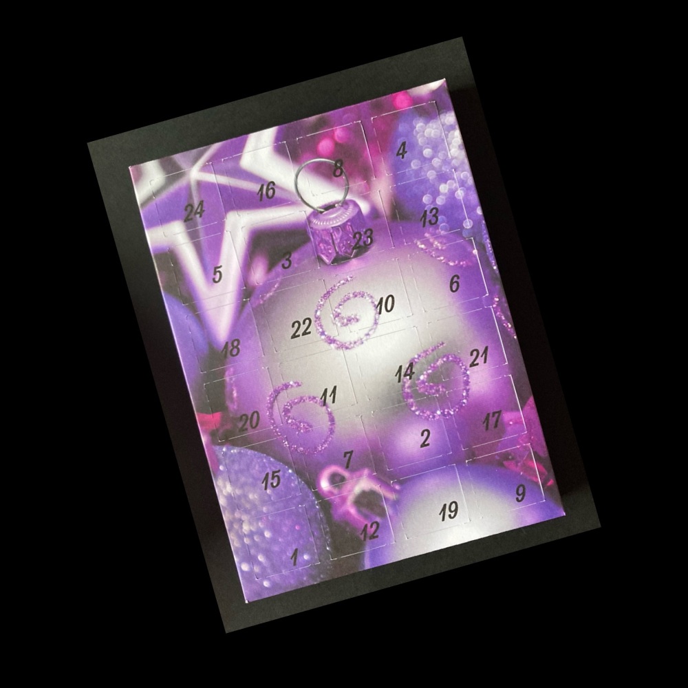 24 Day Large Baubles Portrait Advent Calendar in Lilac