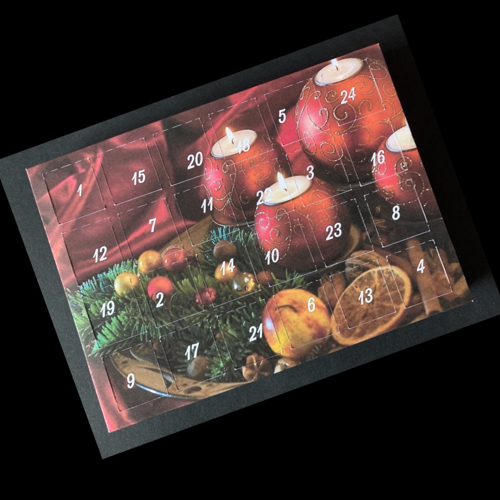24 Day Candle and Fruit Landscape Advent Calendar in Red and Gold