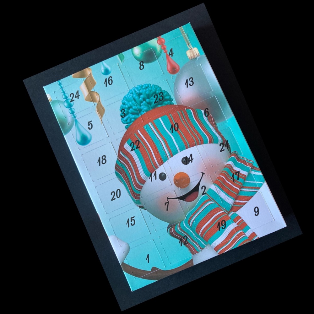 24 Day Snowman Portrait Advent Calendar in Turquiose, Red and White