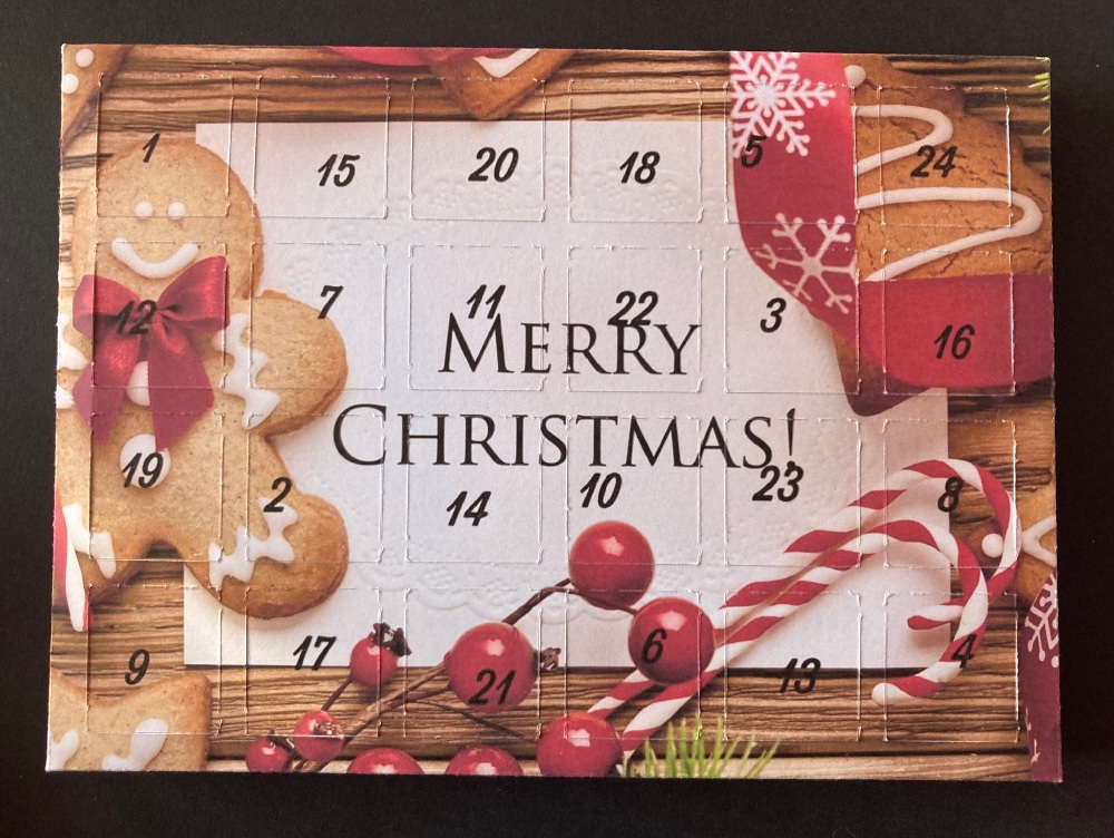 24 Day Gingerbread and Candy Cane Landscape Advent Calendar in Red, White and Beige
