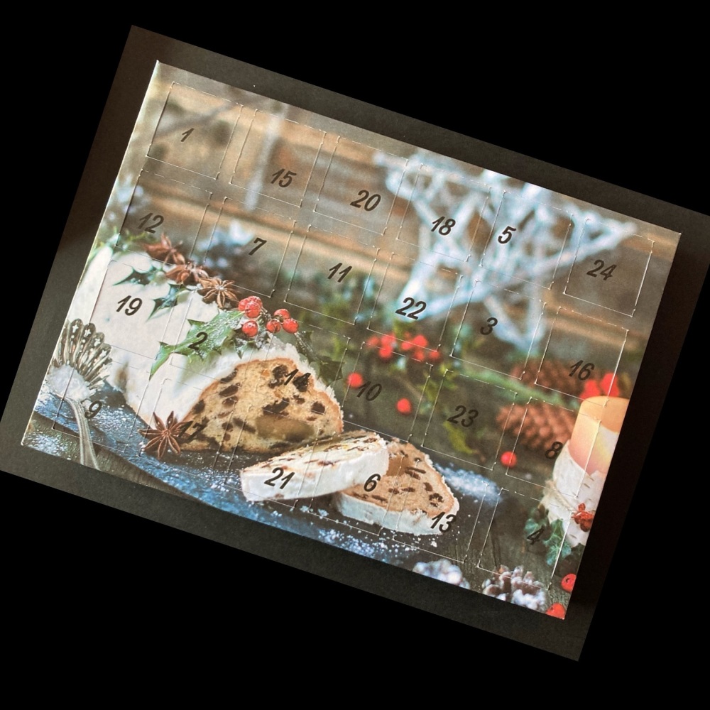 24 Day Stollen Loaf Landscape Advent Calendar in Beige and White
