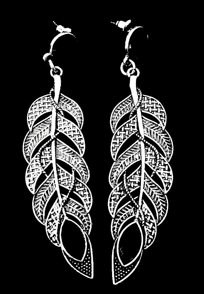 *No.125 Silver and Black Feather Earrings