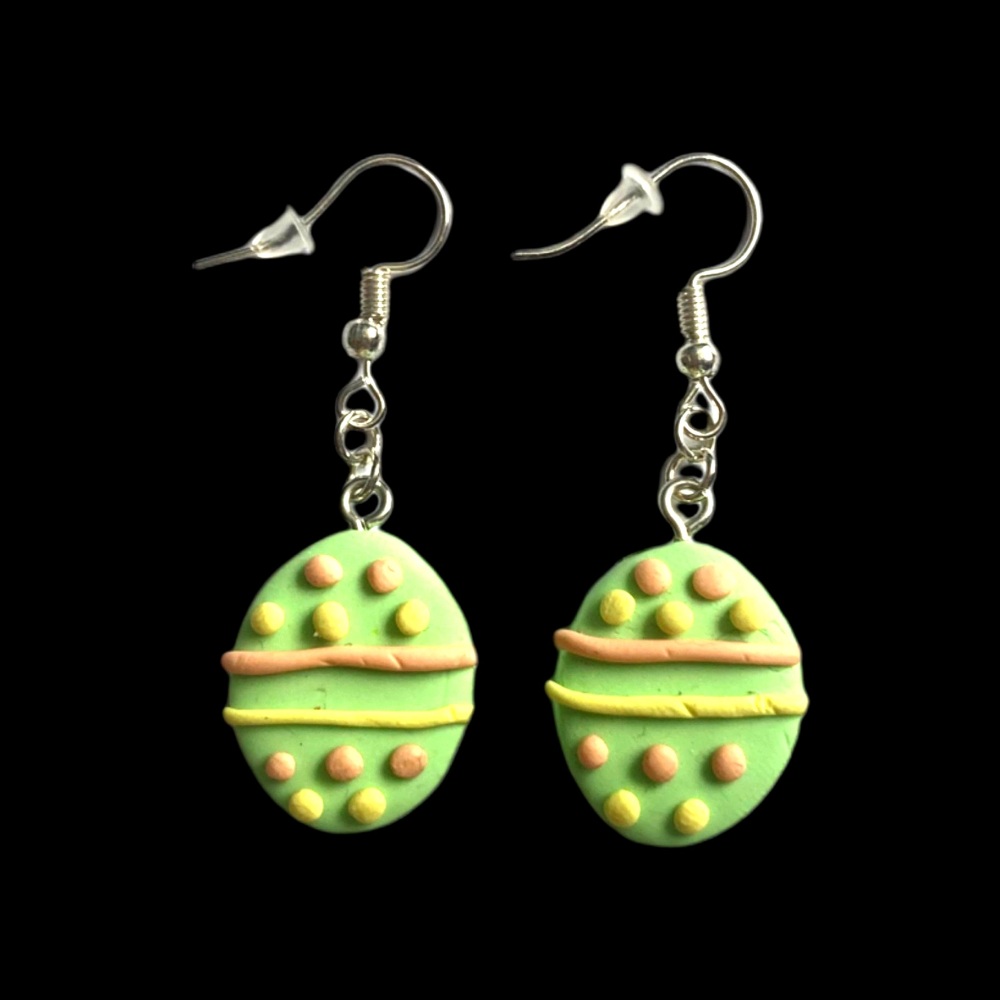 *No.1235 Green Easter Egg Charm  Earrings
