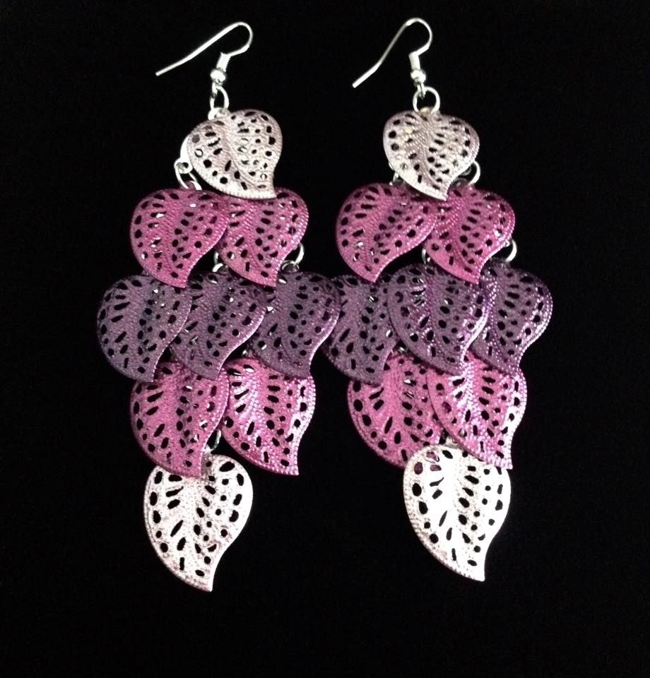*No.140 Purple Leaf Earrings