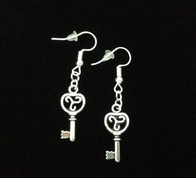 *No.158 Tibetan Silver Key Earrings